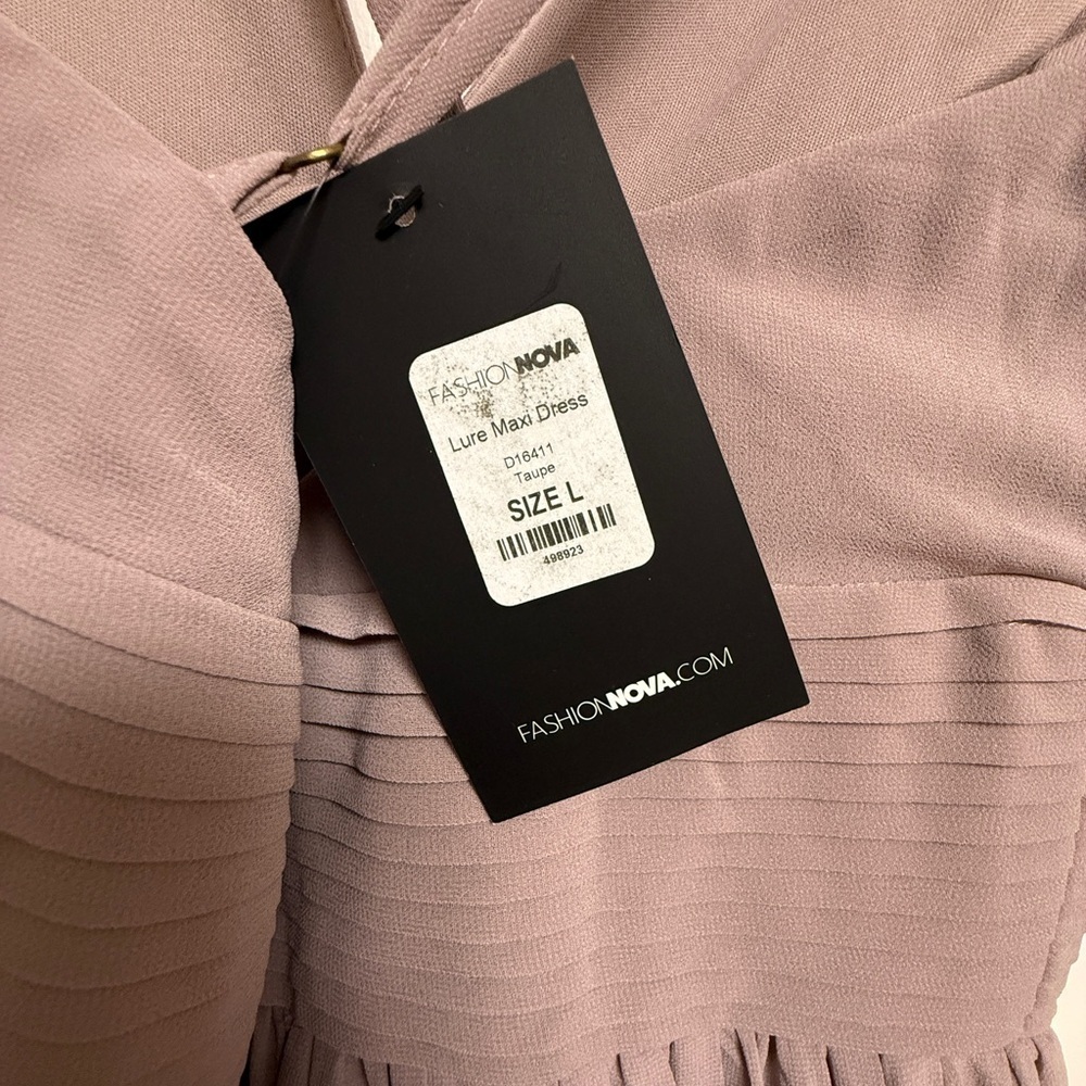 NWT | FashionNova D16411 Tuape Mauve Elegant Lure Maxi Taupe Size Large dress - Picture 10 of 14